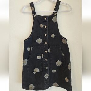 Tinseltown Dark Denim Kids Dress with Floral Accents Overalls
